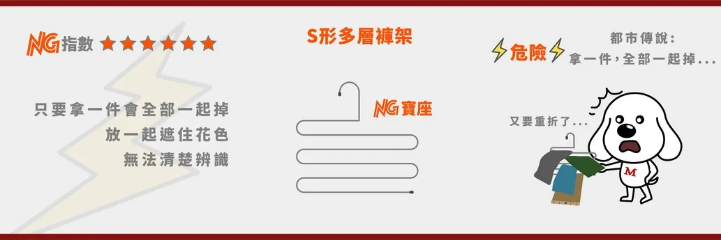 S形多層褲架取物不便容易崩潰，交給摩爾空間個人倉庫無限延伸你的居住空間