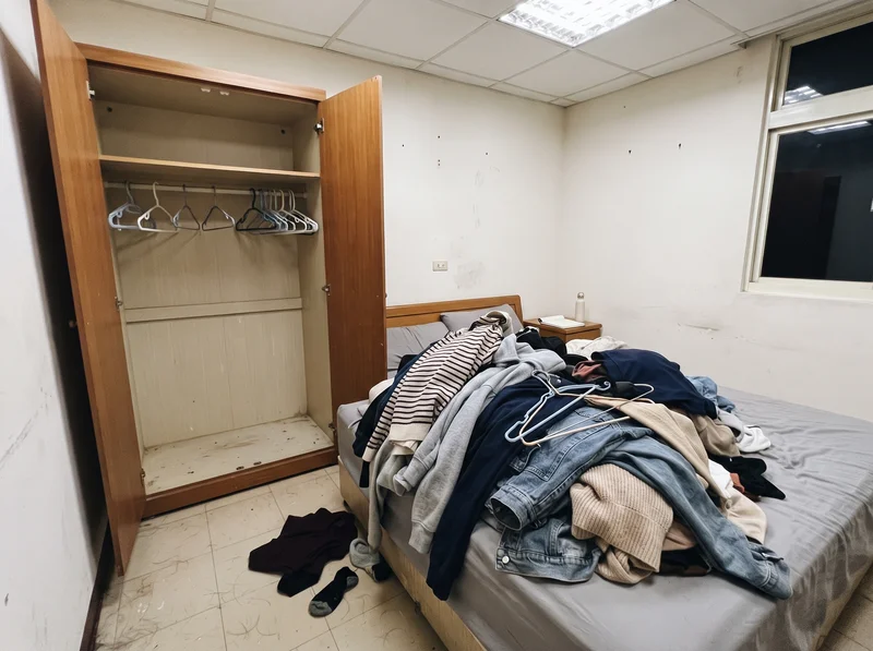 衣服斷捨離第一步：把衣櫃清空、所有衣物集中